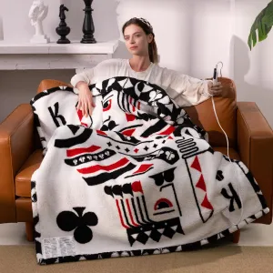 Heated Electric Blanket Throw 50 x 60” Double Sherpa Heating Throw Blanket Reversible Ultra Cozy for Long-Lasting Heat Lock with Smart 6 Heating Setting & 4 Hours Auto Off, Machine Washable - Black K