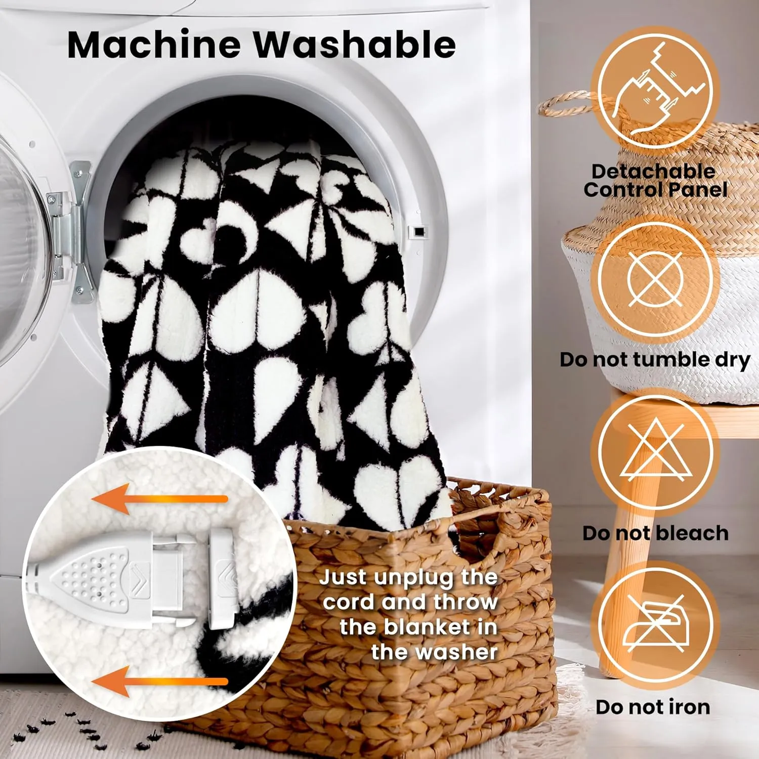 Heated Electric Blanket Throw 50 x 60” Double Sherpa Heating Throw Blanket with Reversible Ultra Cozy for Long-Lasting Heat Lock, Smart 6 Heating Setting & 4 Hours Auto Off, Machine Washable - Black A