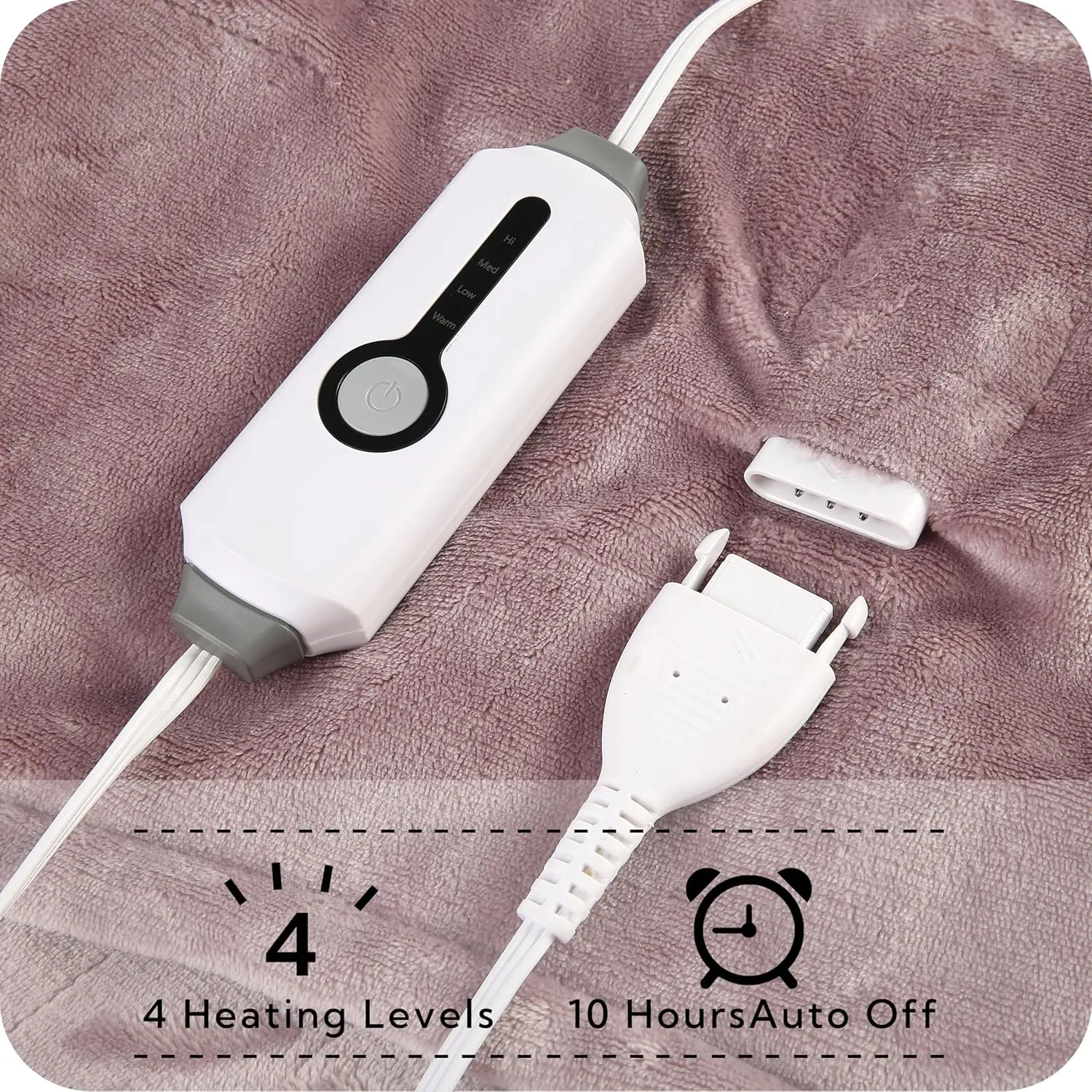 Heated Electric Blanket Twin Size 62"x84" - Cozy Warm Flannel Heated Blanket with 4 Heating Levels & 10 Auto Off - Winter Comfort Heating Blanket, Sleep Aid Bedding, Purple