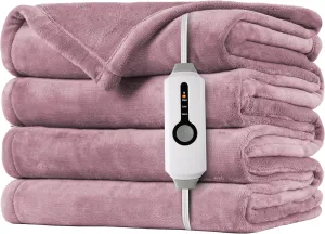 Heated Electric Blanket Twin Size 62"x84" - Cozy Warm Flannel Heated Blanket with 4 Heating Levels & 10 Auto Off - Winter Comfort Heating Blanket, Sleep Aid Bedding, Purple
