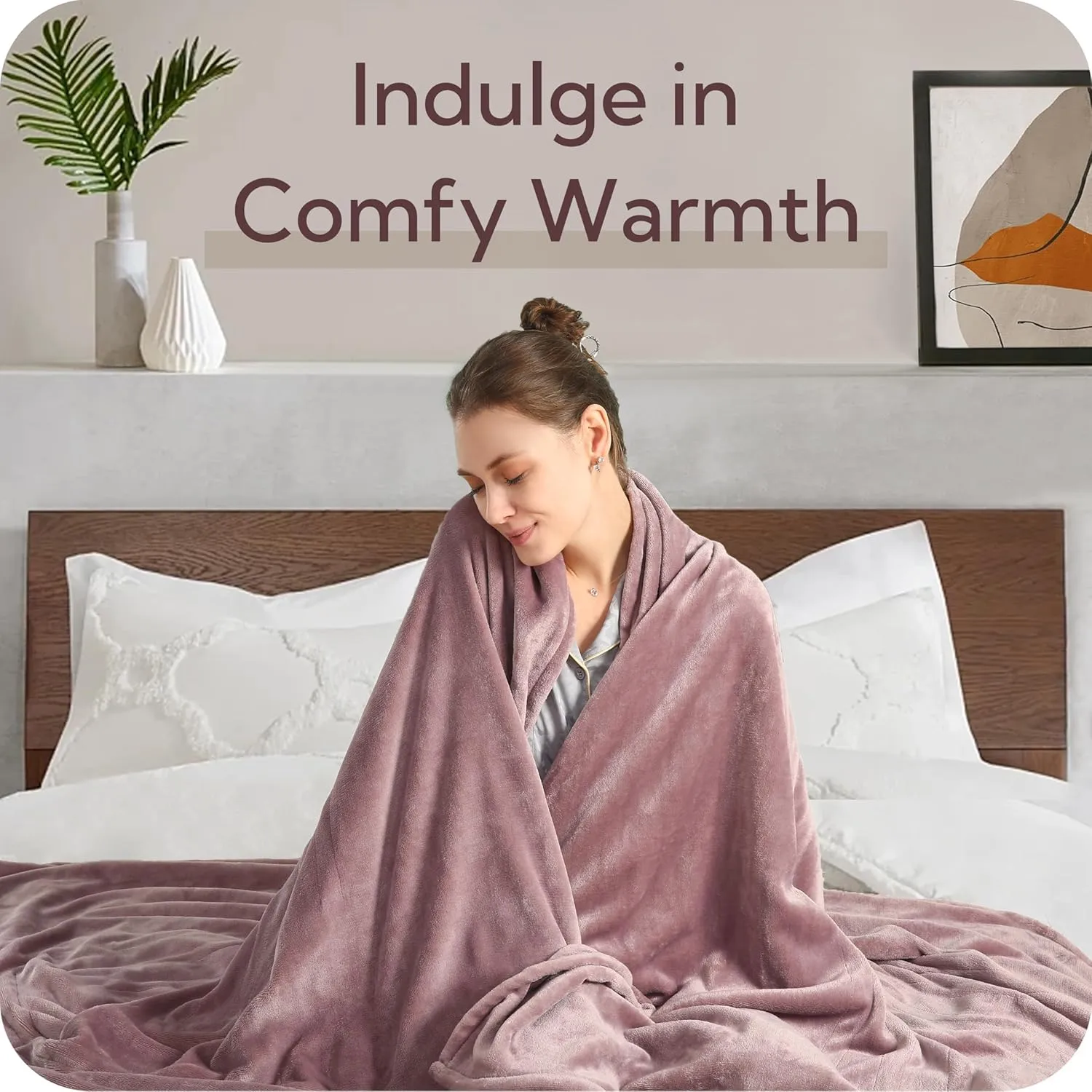 Heated Electric Blanket Twin Size 62"x84" - Cozy Warm Flannel Heated Blanket with 4 Heating Levels & 10 Auto Off - Winter Comfort Heating Blanket, Sleep Aid Bedding, Purple
