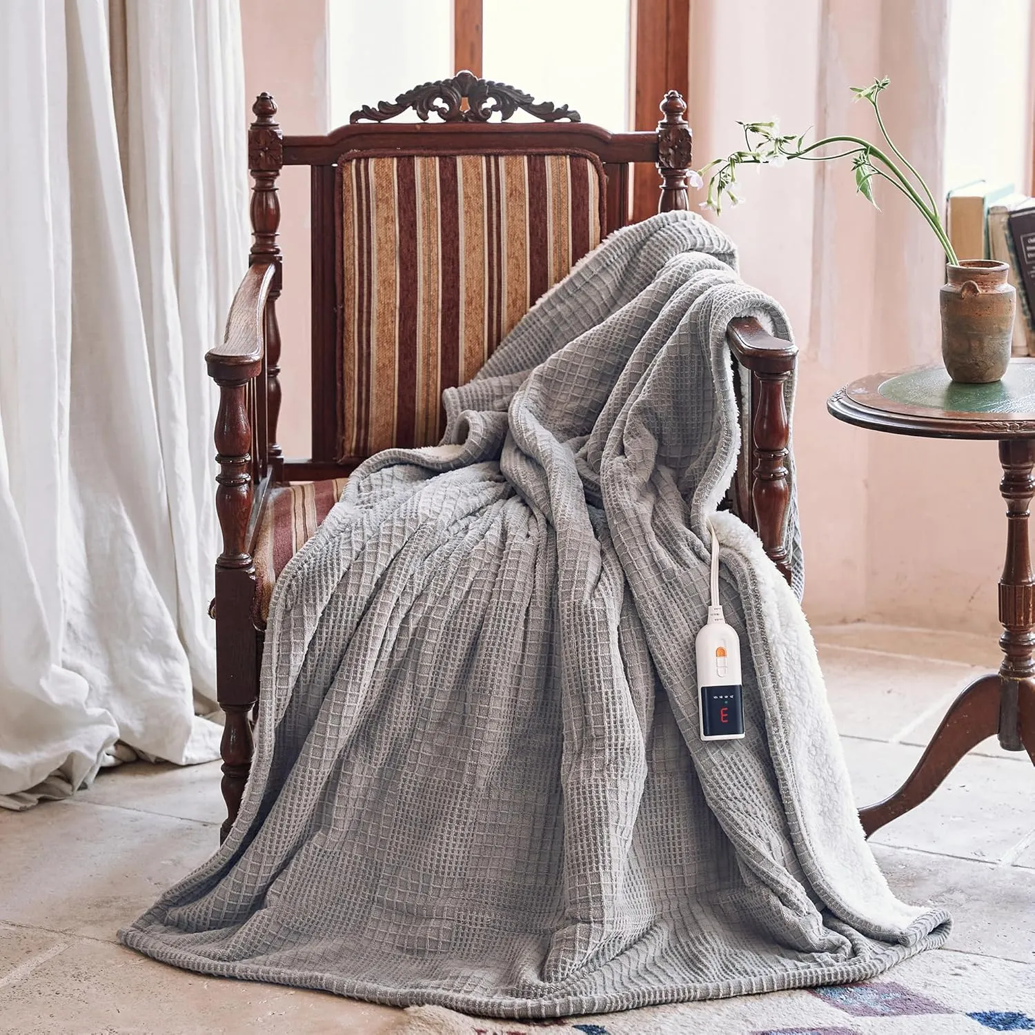 Heated Electric Throw Blanket 50''X60'' - 6 Heat Settings, 2-10 Hours Auto Off, ETL Certified, Machine Washable (Grey)