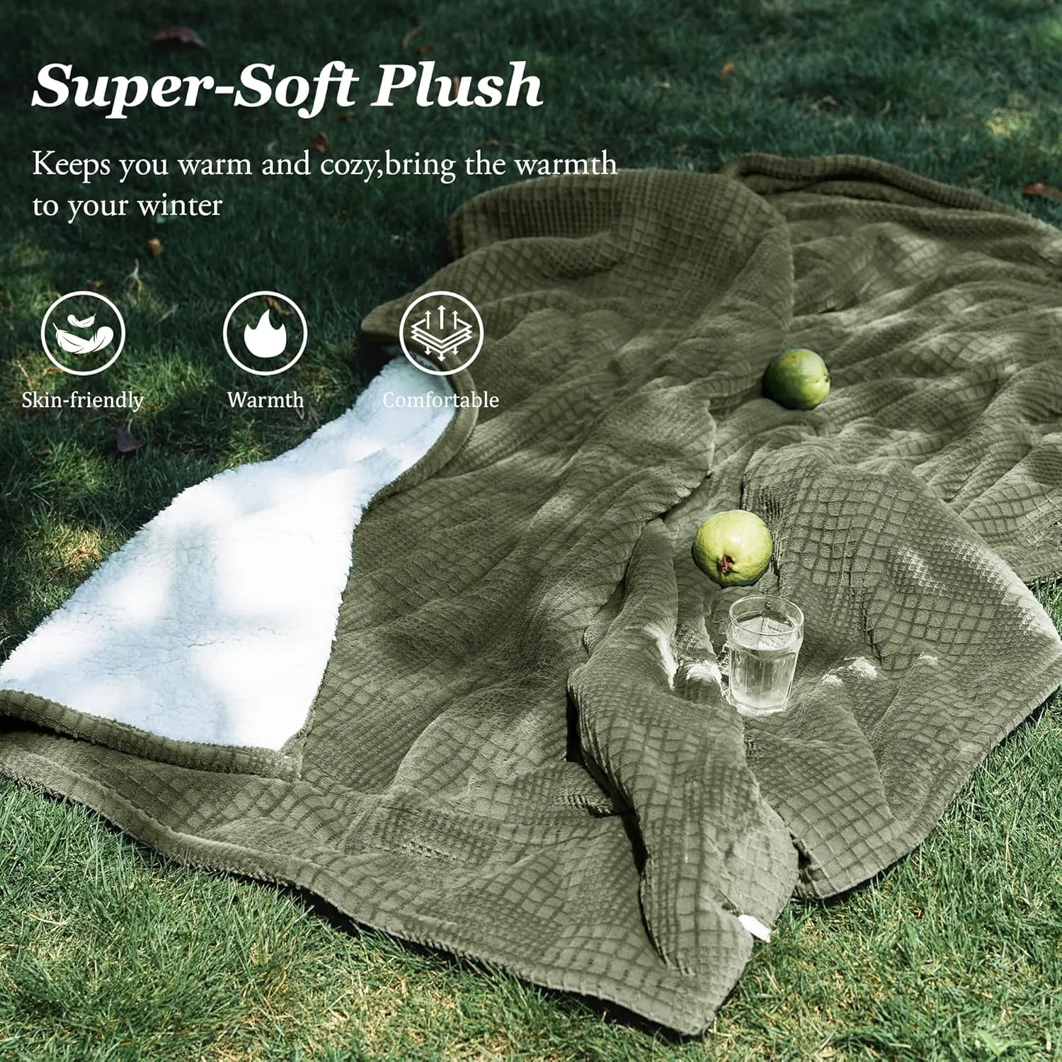 Heated Electric Throw Blanket - 50''X60'' with 6 Heat Settings, 10-Hour Auto Off, Machine Washable (Gray Green)