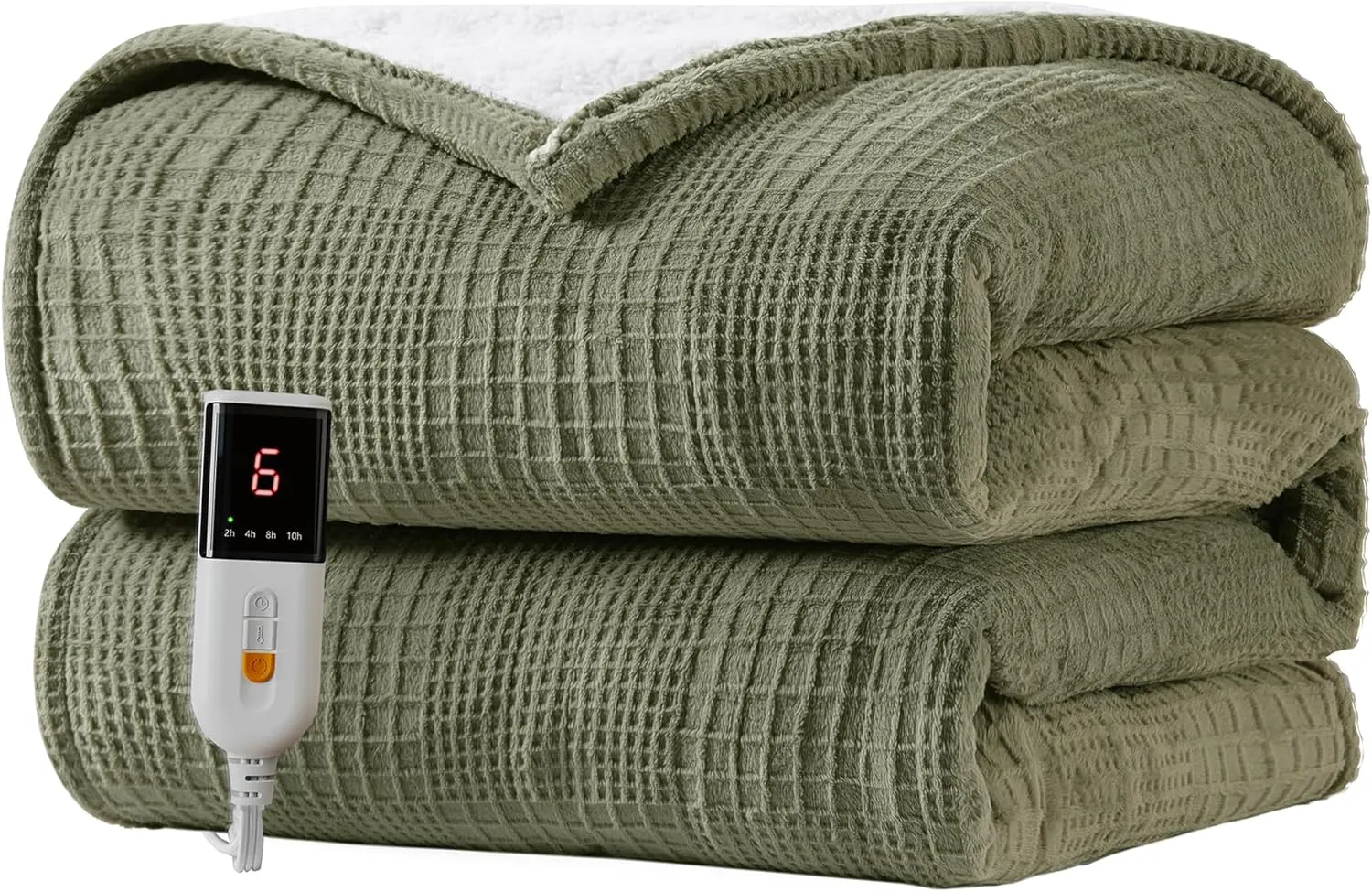 Heated Electric Throw Blanket - 50''X60'' with 6 Heat Settings, 10-Hour Auto Off, Machine Washable (Gray Green)