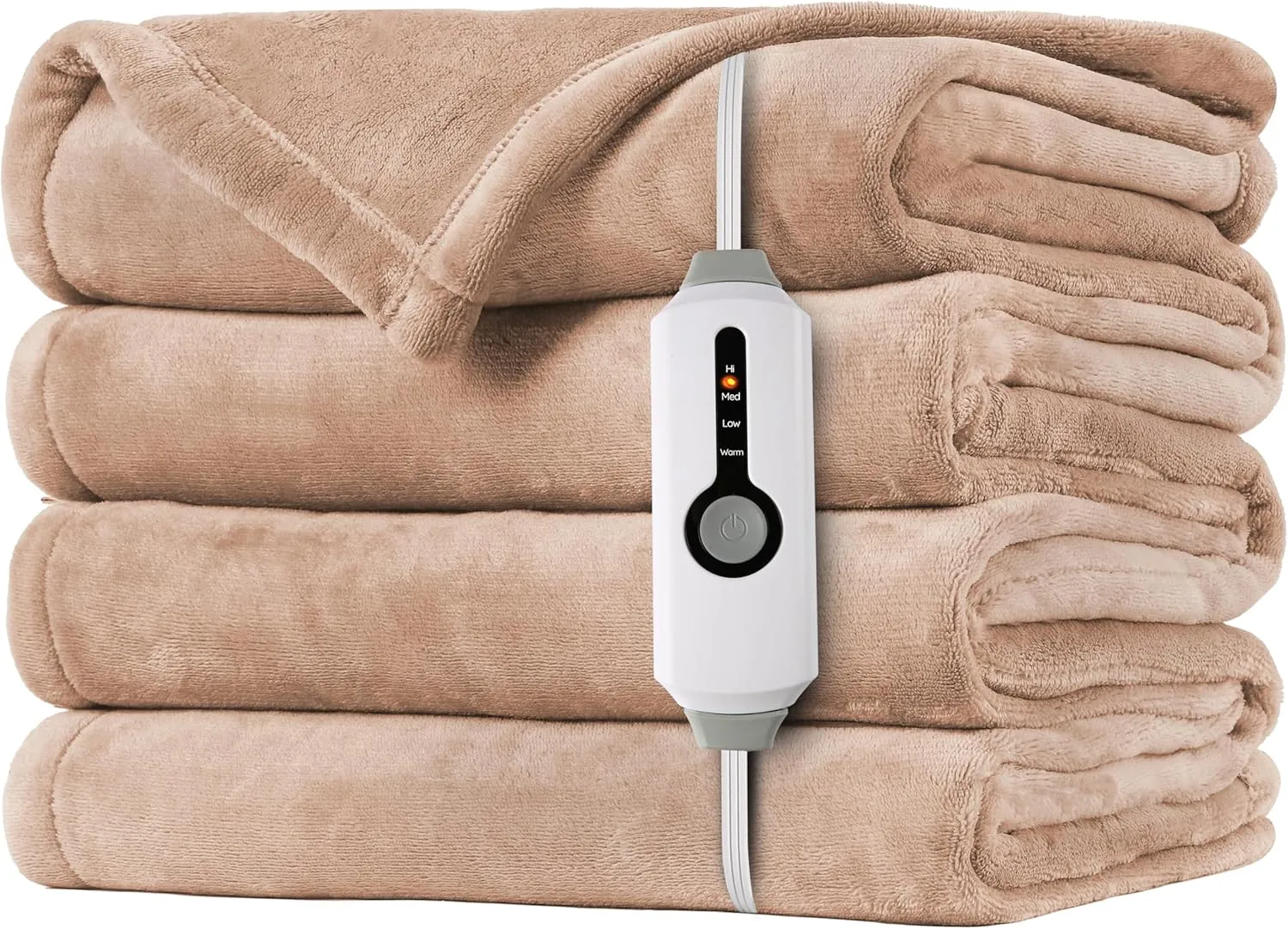Heated Electric Throw Blanket, Throw Size 50"x60" Cozy Flannel Heating Blanket with 4 Heat Levels & 3 Hours Auto Off,Winter Comfort Sleep, Home Essentials - Light Brown