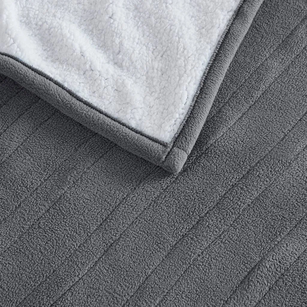 Heated Fleece & Sherpa Electric Bedding Blanket, Dark Grey: Twin