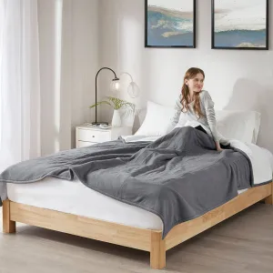 Heated Fleece & Sherpa Electric Bedding Blanket, Dark Grey: Twin