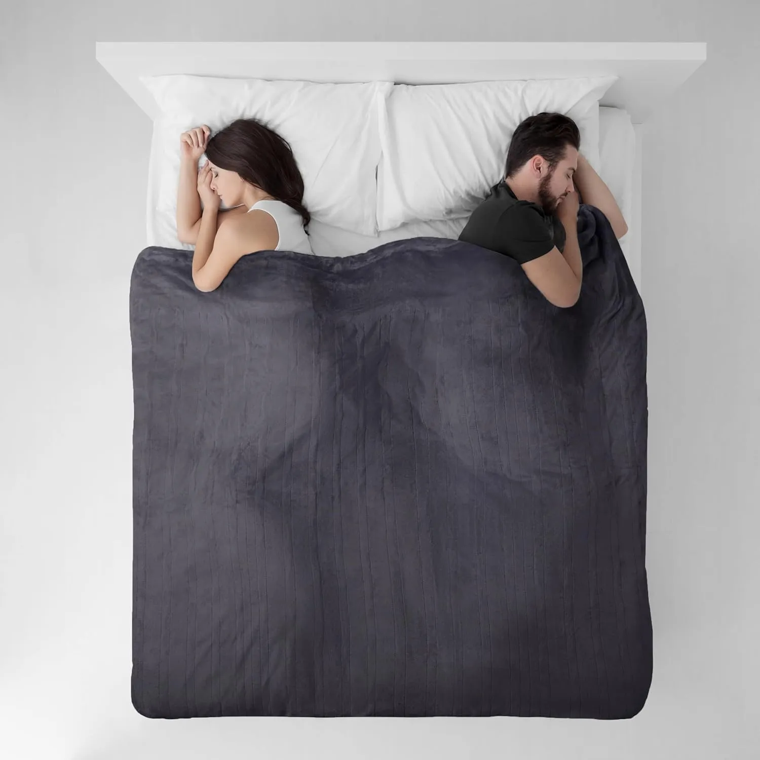 Heated Plush Blanket Twin Charcoal