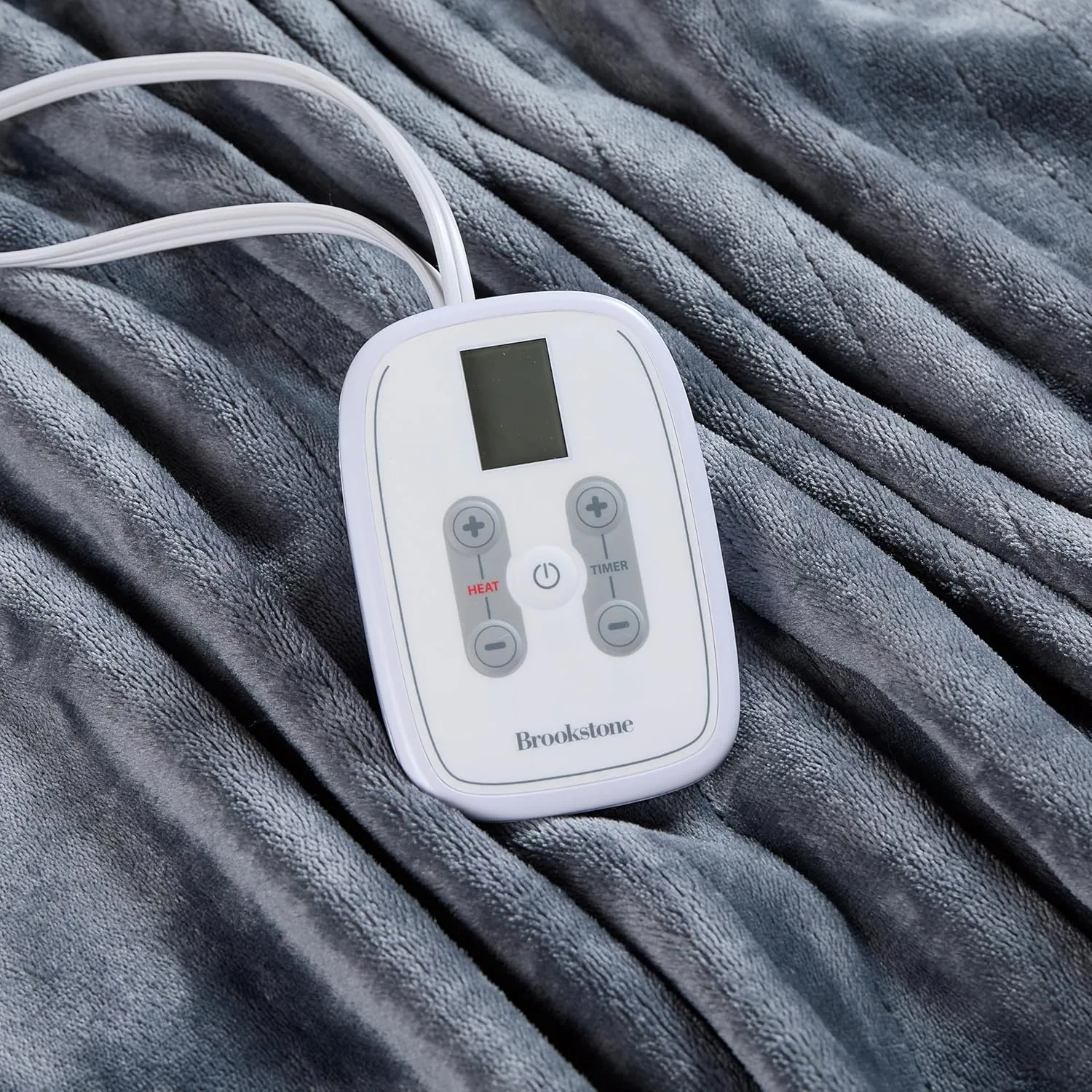 Heated Plush Blanket Twin Charcoal