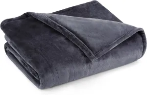 Heated Plush Blanket Twin Charcoal