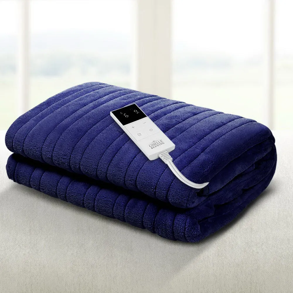Heated Throw (160x130cm) Soft Fleece Electric Blanket - Blue