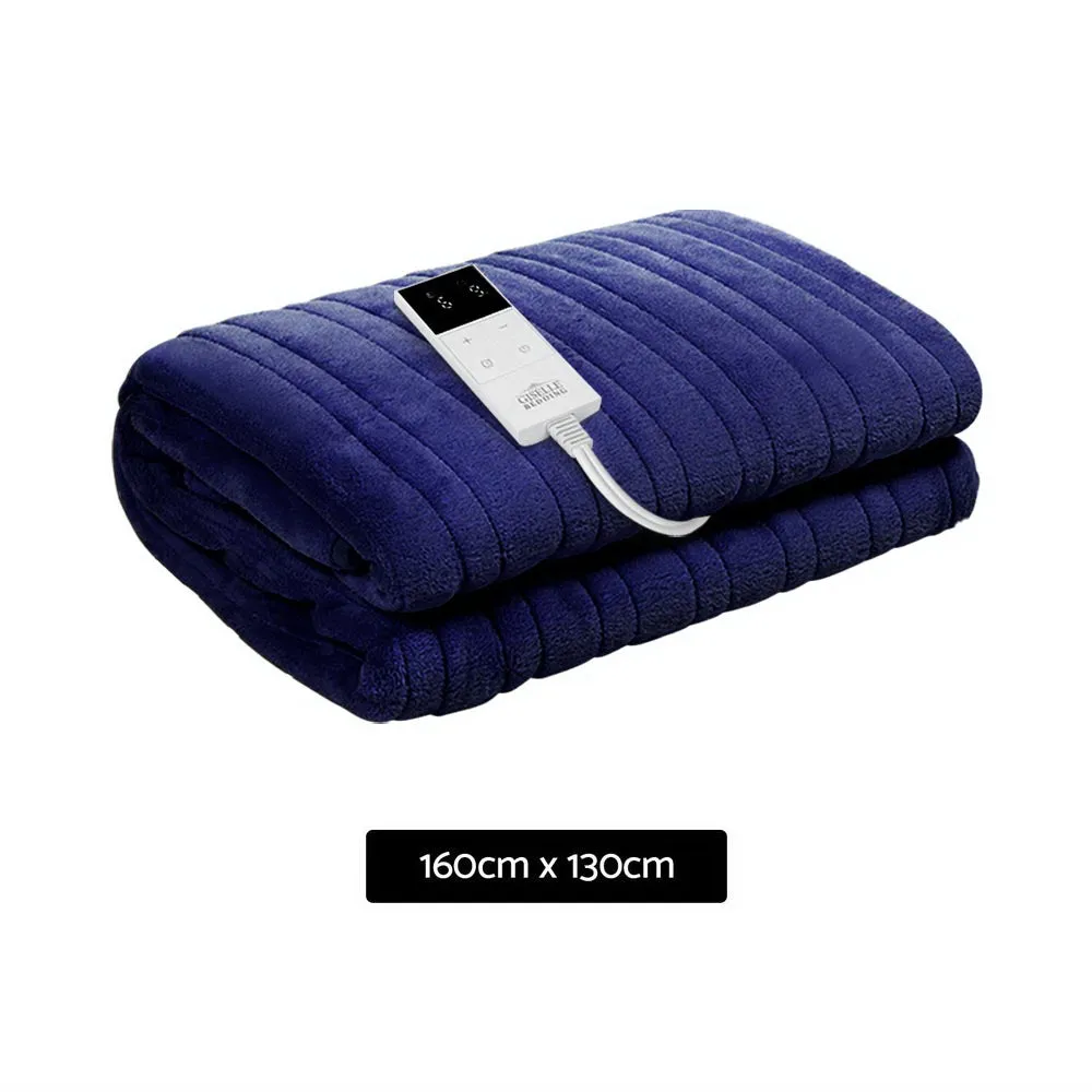 Heated Throw (160x130cm) Soft Fleece Electric Blanket - Blue