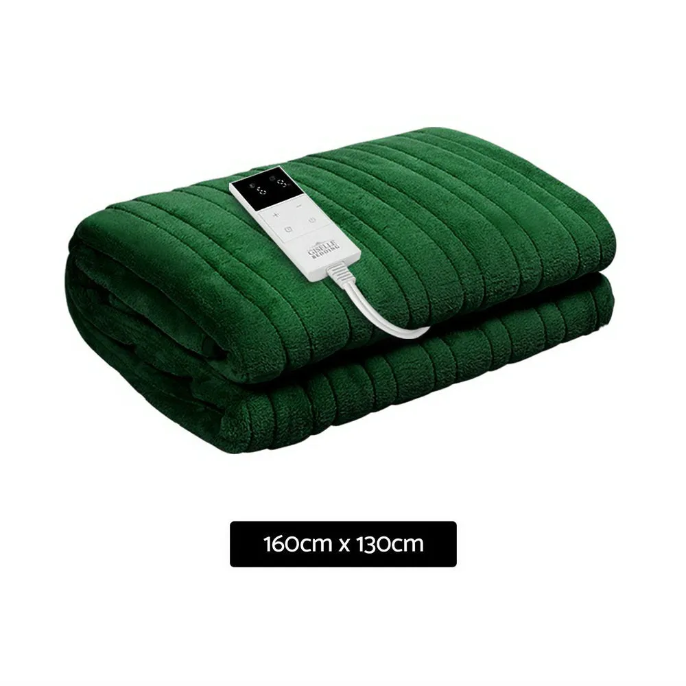 Heated Throw (160x130cm) Soft Fleece Electric Blanket - Green