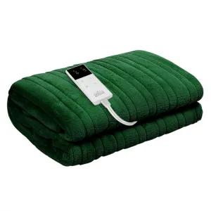 Heated Throw (160x130cm) Soft Fleece Electric Blanket - Green