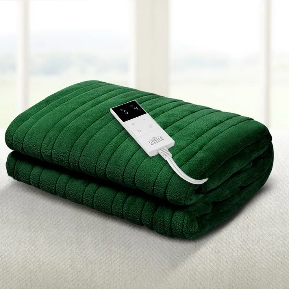 Heated Throw (160x130cm) Soft Fleece Electric Blanket - Green