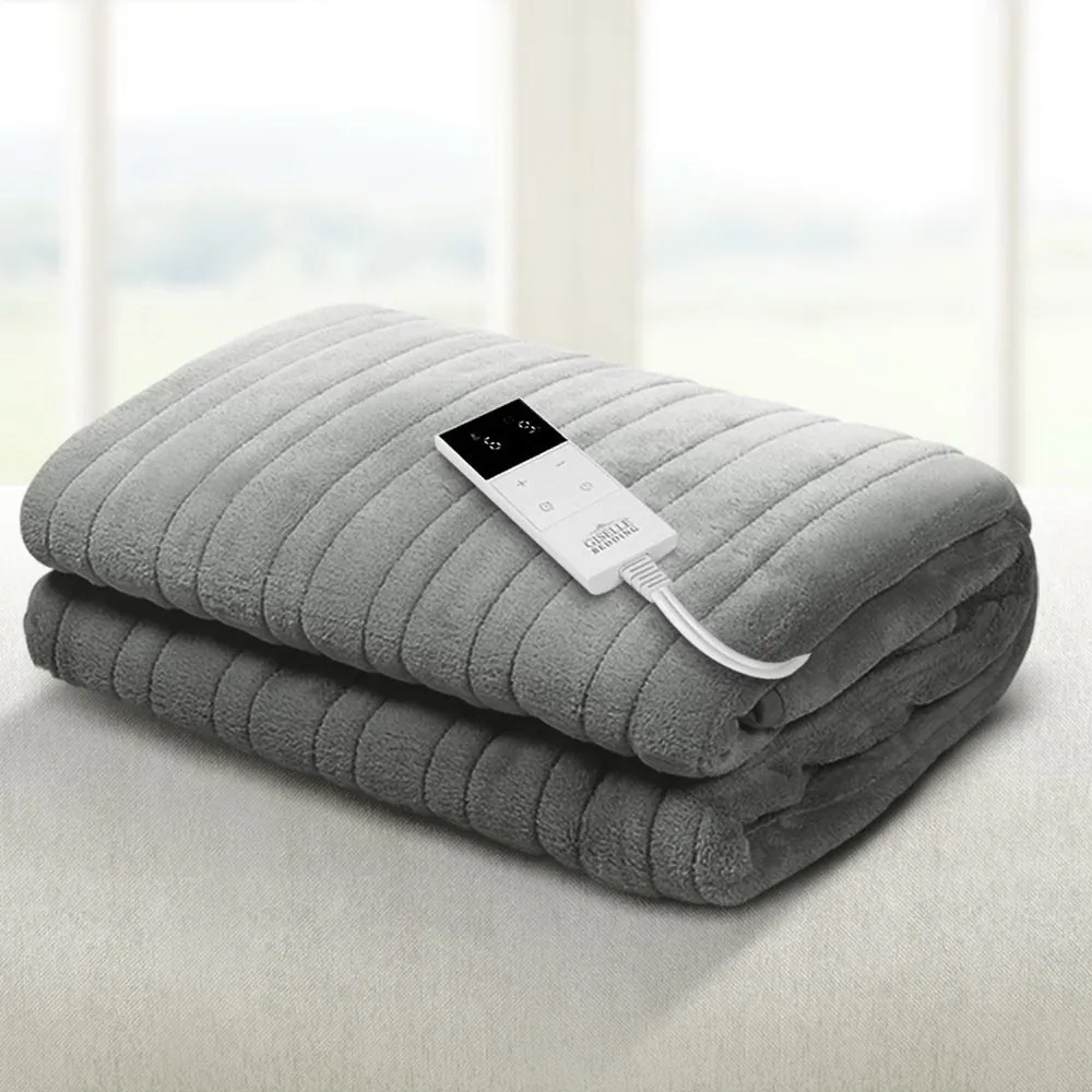 Heated Throw (160x130cm) Soft Fleece Electric Blanket - Grey