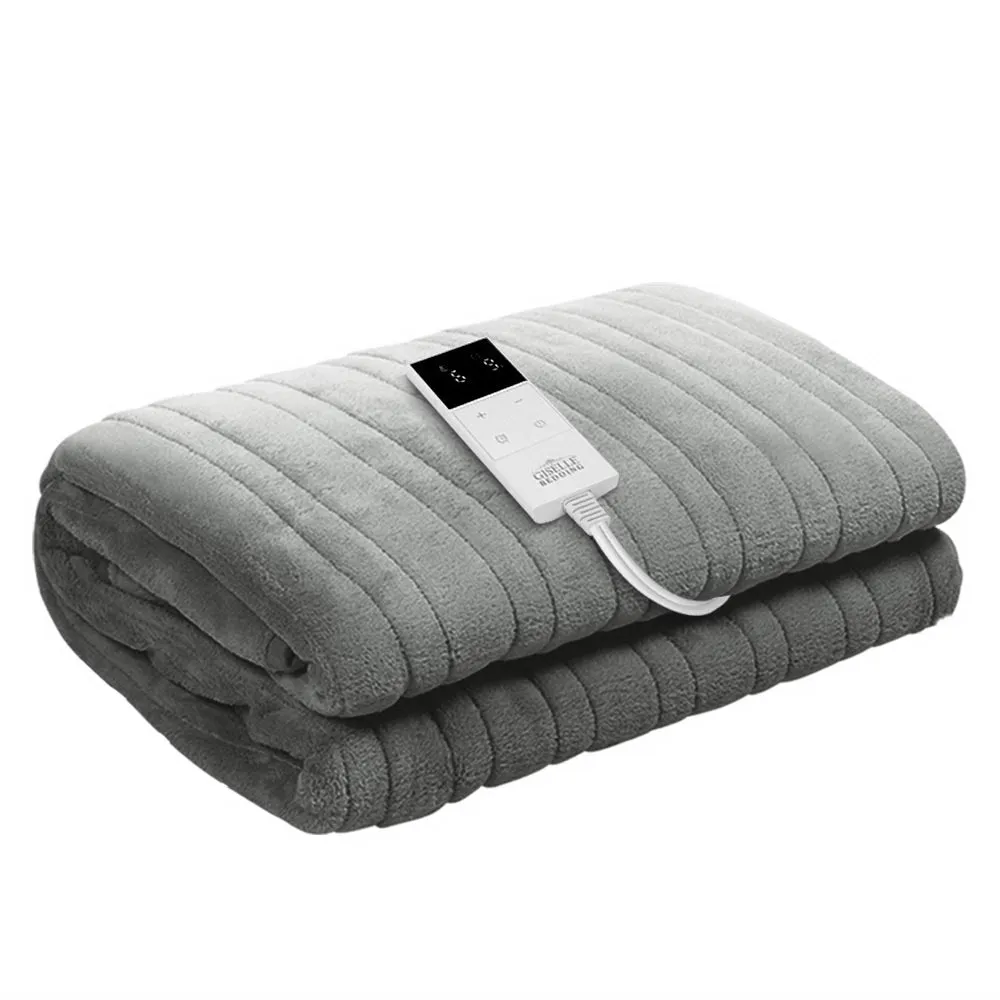 Heated Throw (160x130cm) Soft Fleece Electric Blanket - Grey