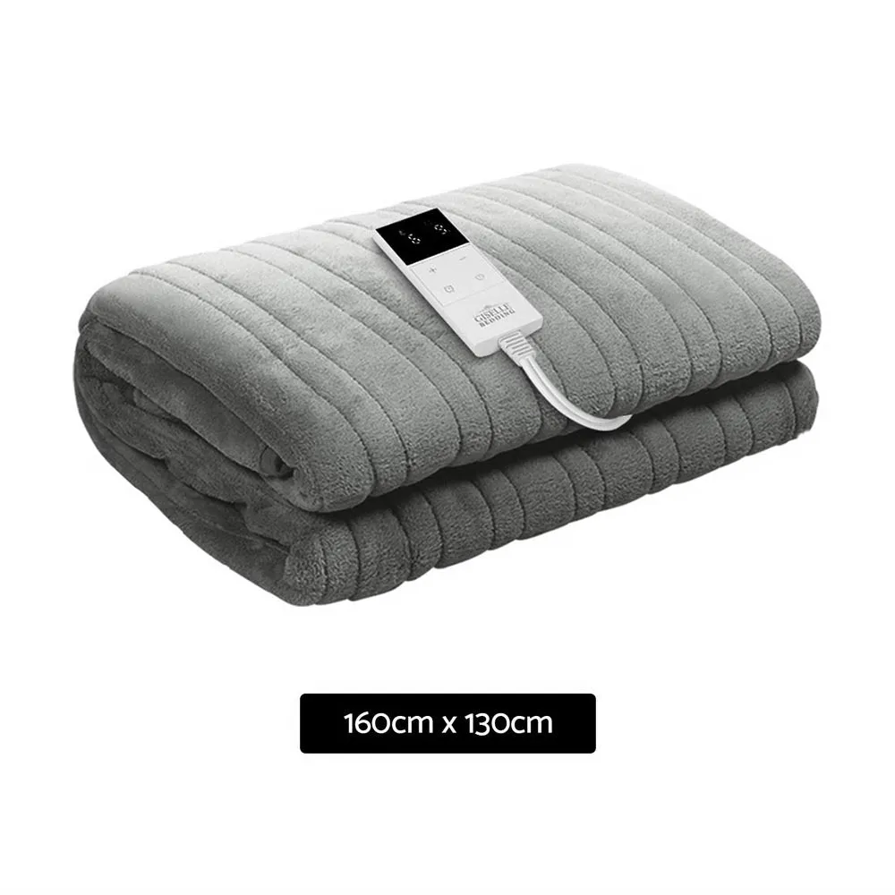 Heated Throw (160x130cm) Soft Fleece Electric Blanket - Grey