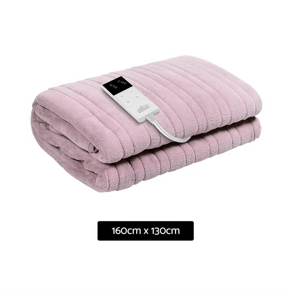 Heated Throw (160x130cm) Soft Fleece Electric Blanket - Pink