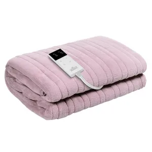 Heated Throw (160x130cm) Soft Fleece Electric Blanket - Pink