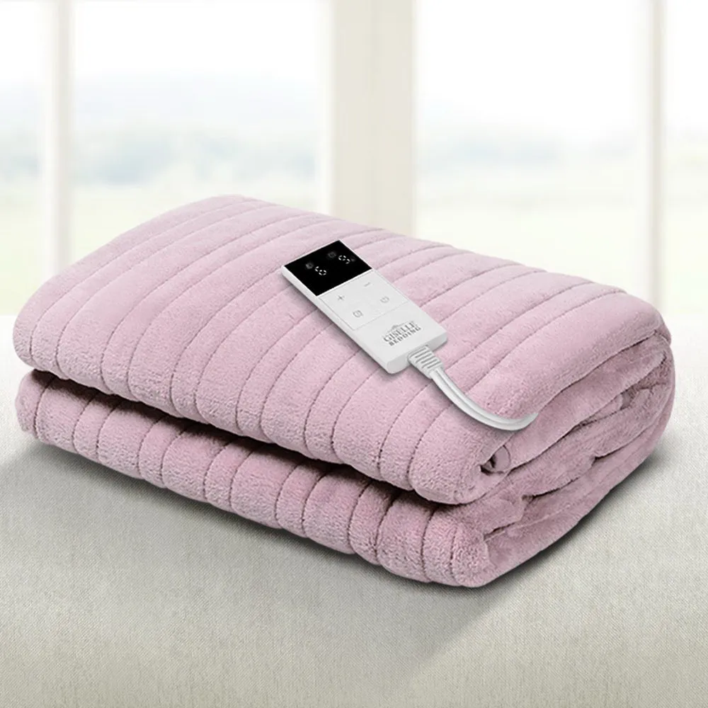 Heated Throw (160x130cm) Soft Fleece Electric Blanket - Pink
