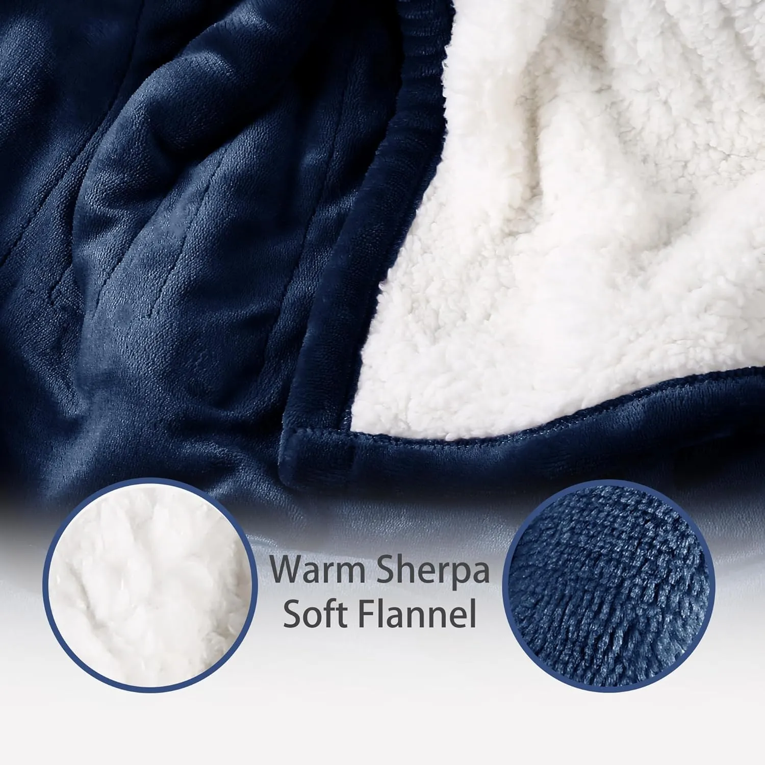 Heated Throw Blanket Electric Blanket, 50"x60" Heating Throw Blanket with 5 Heating Levels & 4 Hours Auto Off, Reversible Flannel Sherpa Electric Throw Blanket with OverHeat Protection, Navy Blue