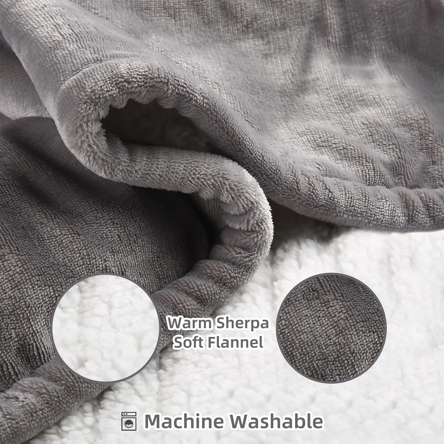 Heated Throw Blanket Electric Blanket Throw, Heated Blanket with 5 Heating Levels & 4 Hours Auto Off, Super Cozy Soft Sherpa Heating Blanket with Fast Heating for Bedding, 50"x60", Light Gray