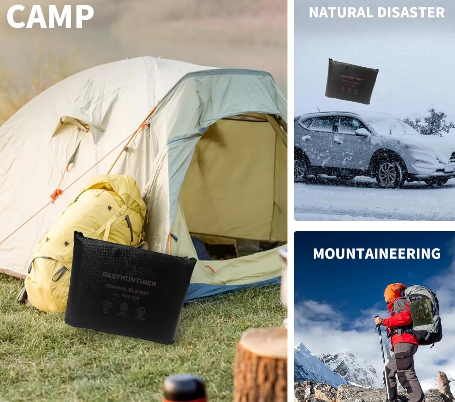 Heavy Duty Survival Blanket -Multifunctional Reflective Tarp Thermal Blanket - 60" x 83" Waterproof Sandproof for Camping Hiking Outdoors Multifunctional Emergency Blanket…