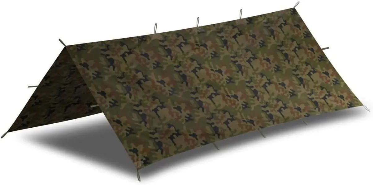 Helikon-Tex SuperTarp Small - Polyester Ripstop Tarp - Tarp - PL Woodland - Outdoor Bushcraft Hunting Survival