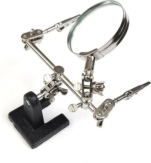 Helping hands magnifier with crocodile clip   8x magnifying glass lens, third hand for soldering & jewellery making