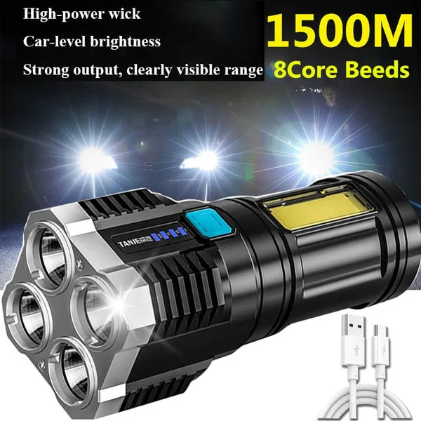 High Performance Ultra-Bright Rechargeable 4-LED Torch Flashlight Night Light