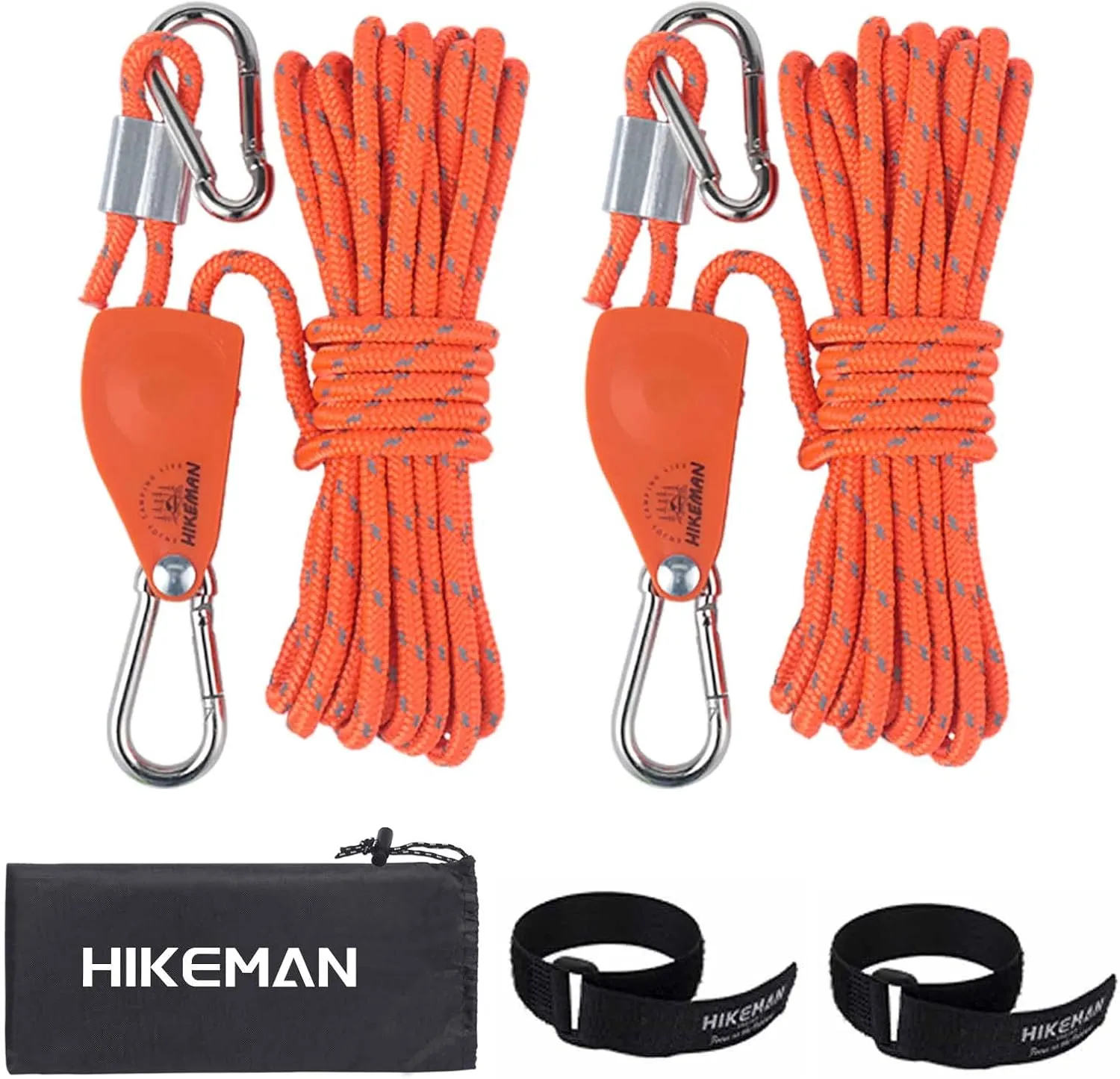 HIKEMAN Camping Rope with Ratchet Pulley,Quick Setup Outdoor Guy Lines Adjustable Tent Tie Downs Rope Hanger for Canopy,Kayak and Canoe,Grow Light