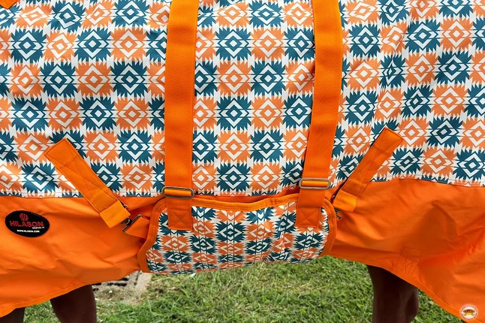 HILASON Orange 76 in 1200D Winter Waterproof Poly Horse Blanket Belly Wrap | Horse Blanket | Horse