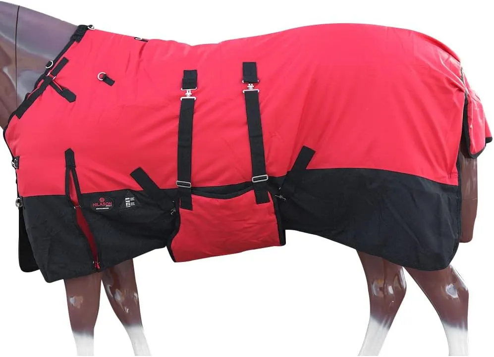 HILASON Red 81 in 600D Winter Waterproof Poly Horse Blanket Belly Wrap Red | Horse Sheet | Horse Turnout Sheet | Horse Sheets for Winter | Waterproof Turnout Sheets for Horses