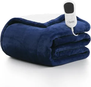 Homemate Electric Heated Blanket Full - 72"x84" Heating Blanket Full Size 1/2/4/6/8 Hours Auto-Off 10 Heat Level Over-Heat Protection Flannel Sherpa Big ETL Certification