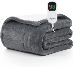 Homemate Electric Heated Blanket Full - 72"x84" Heating Blanket Full Size 1/2/4/6/8 Hours Auto-Off 8 Heat Level Heat Blanket Over-Heat Protection Flannel Sherpa Big Heater Blanket ETL Certification