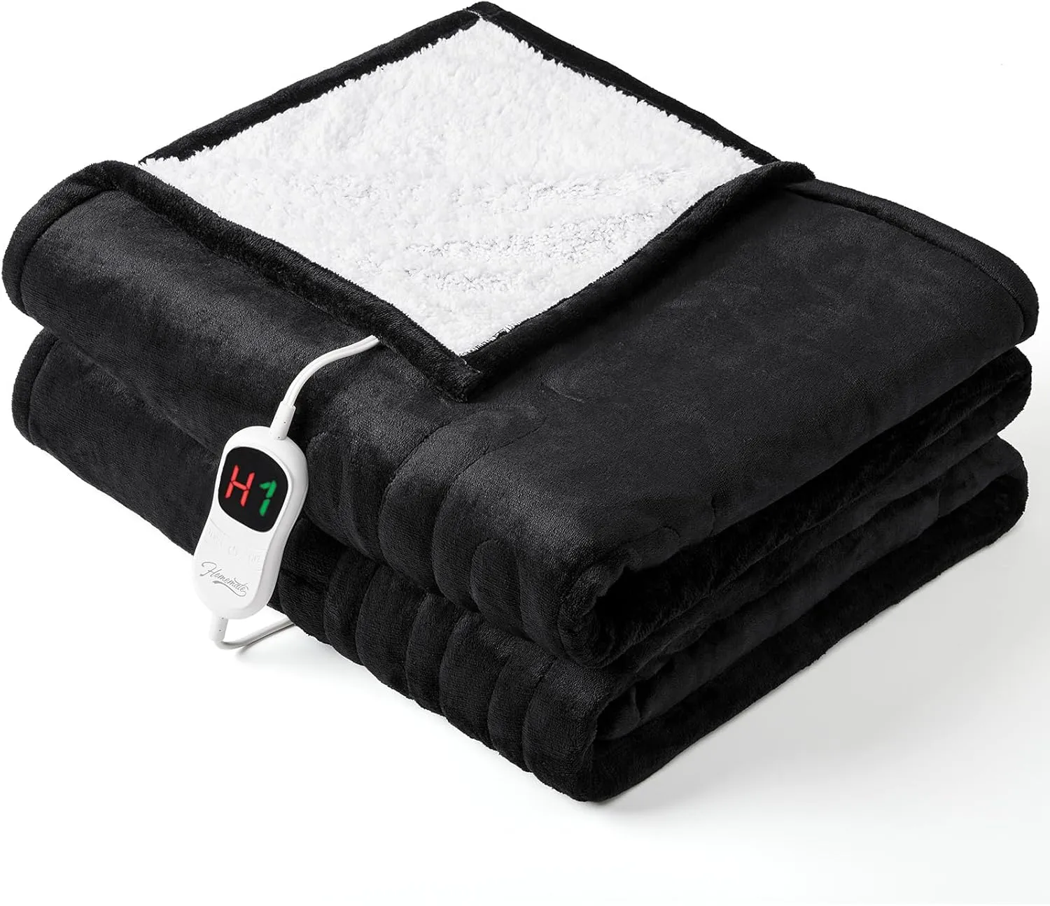 Homemate Electric Heated Blanket Twin - 62"x84" Heating Bed Blankets Throw with 10 Heating Levels 8 Hours Auto Off Fast Heating Over-Heated Protection Ultra Soft Warm Flannel ETL Certified Black