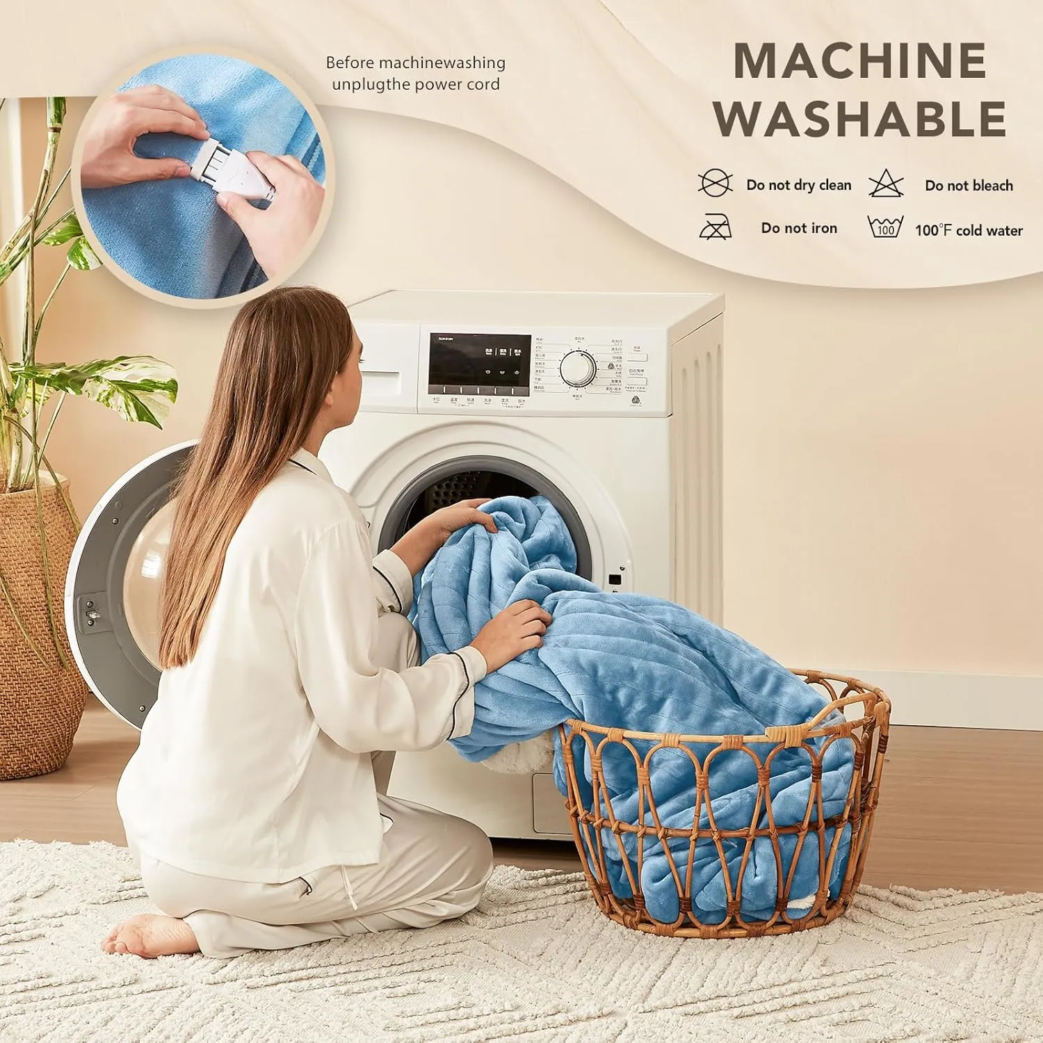 Homemate Electric Heated Blanket Twin - 62"x84" Heating Bed Blankets Throw with 10 Heating Levels 8 Hours Auto Off Fast Heating Over-Heated Protection Ultra Soft Warm Flannel ETL Certified Blue