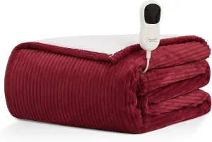 Homemate Electric Heated Blanket Twin - 62"x84" Heating Blanket Twin Size 1/2/4/6/8 Hours Auto-Off 10 Heat Level Over-Heat Protection Soft Flannel Sherpa ETL Certification