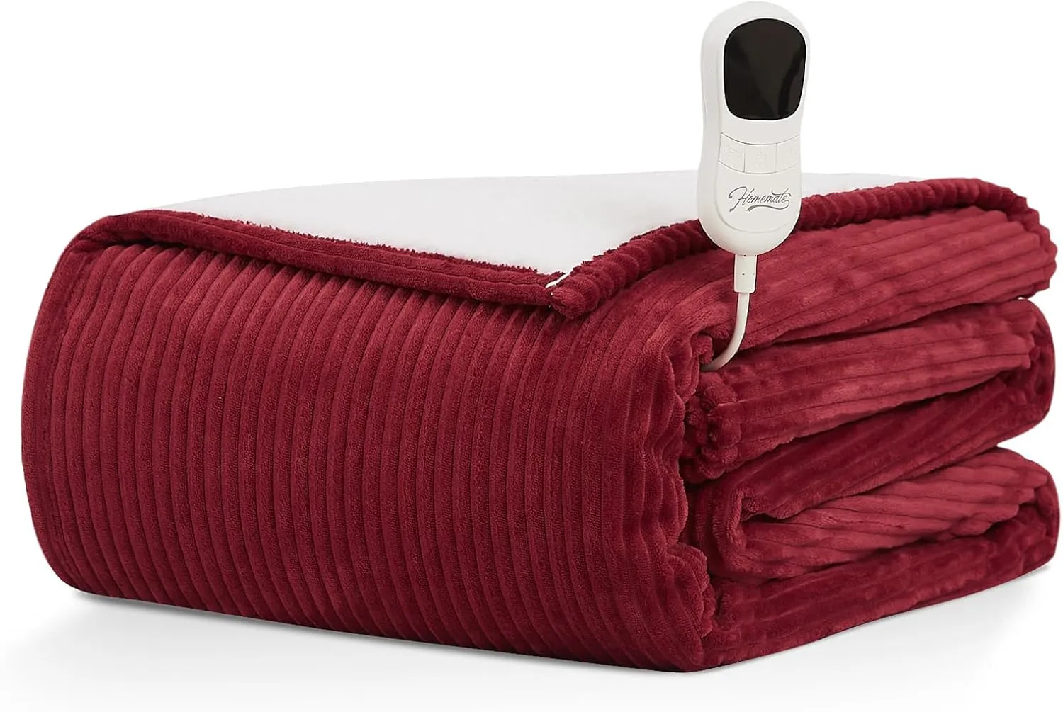 Homemate Electric Heated Blanket Twin - 62"x84" Heating Blanket Twin Size 1/2/4/6/8 Hours Auto-Off 10 Heat Level Over-Heat Protection Soft Flannel Sherpa ETL Certification