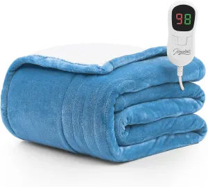 Homemate Heated Blanket Electric Throw - 50"x60" Heating Blanket Throw 1/2/4/6/8 Hours Auto-Off 10 Heat Level Over-Heat Protection Flannel Sherpa Electric ETL Certification