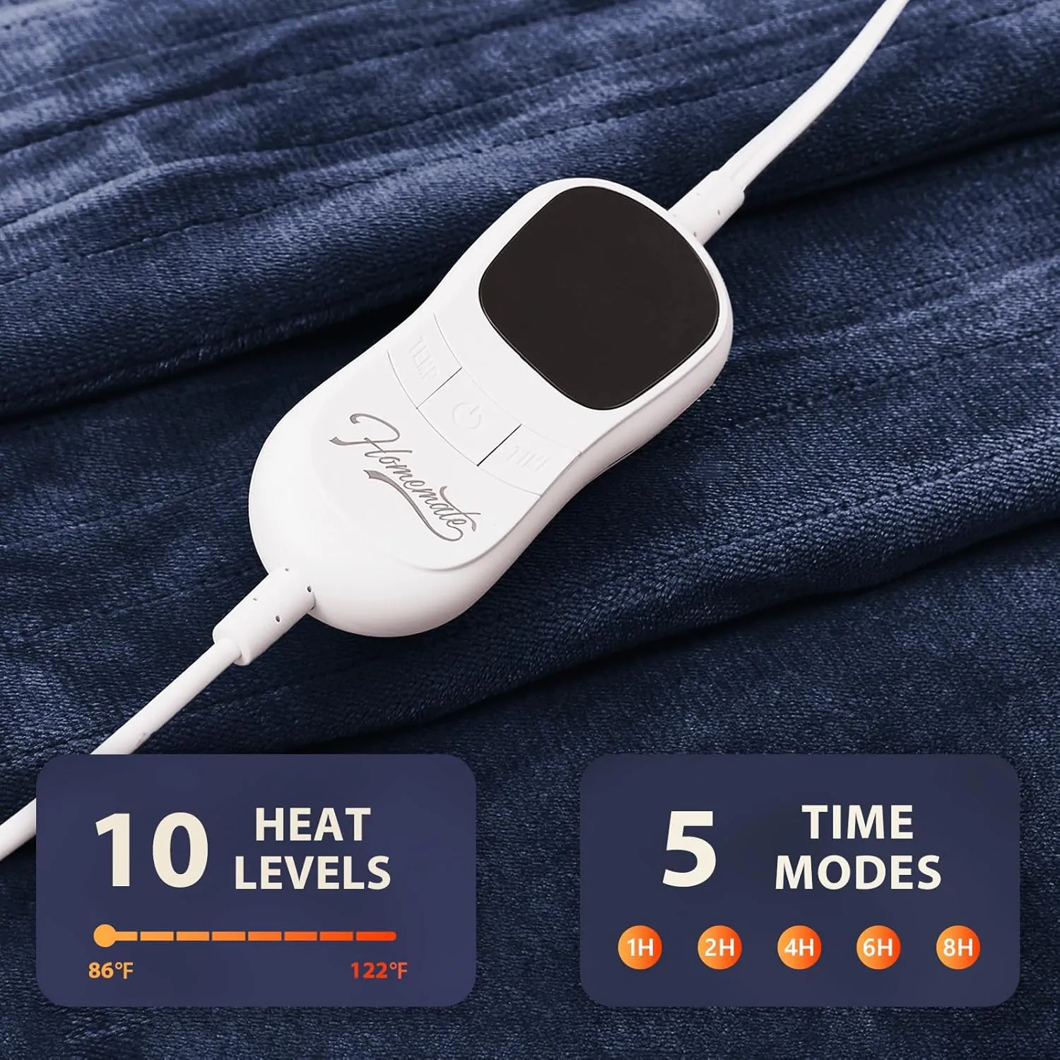 Homemate Heated Blanket Electric Throw - 50"x60" Heating Blanket Throw 1/2/4/6/8 Hours Auto-Off 10 Heat Level Over-Heat Protection Flannel Sherpa Electric ETL Certification