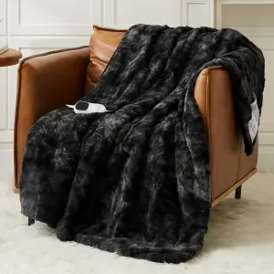 Homemate Heated Blanket Electric Throw - 50"x60" Heating Blanket Throw 1/2/4/6/8 Hours Auto-Off 10 Heat Level Over-Heat Protection Luxury Faux Fur Sherpa ETL Certification