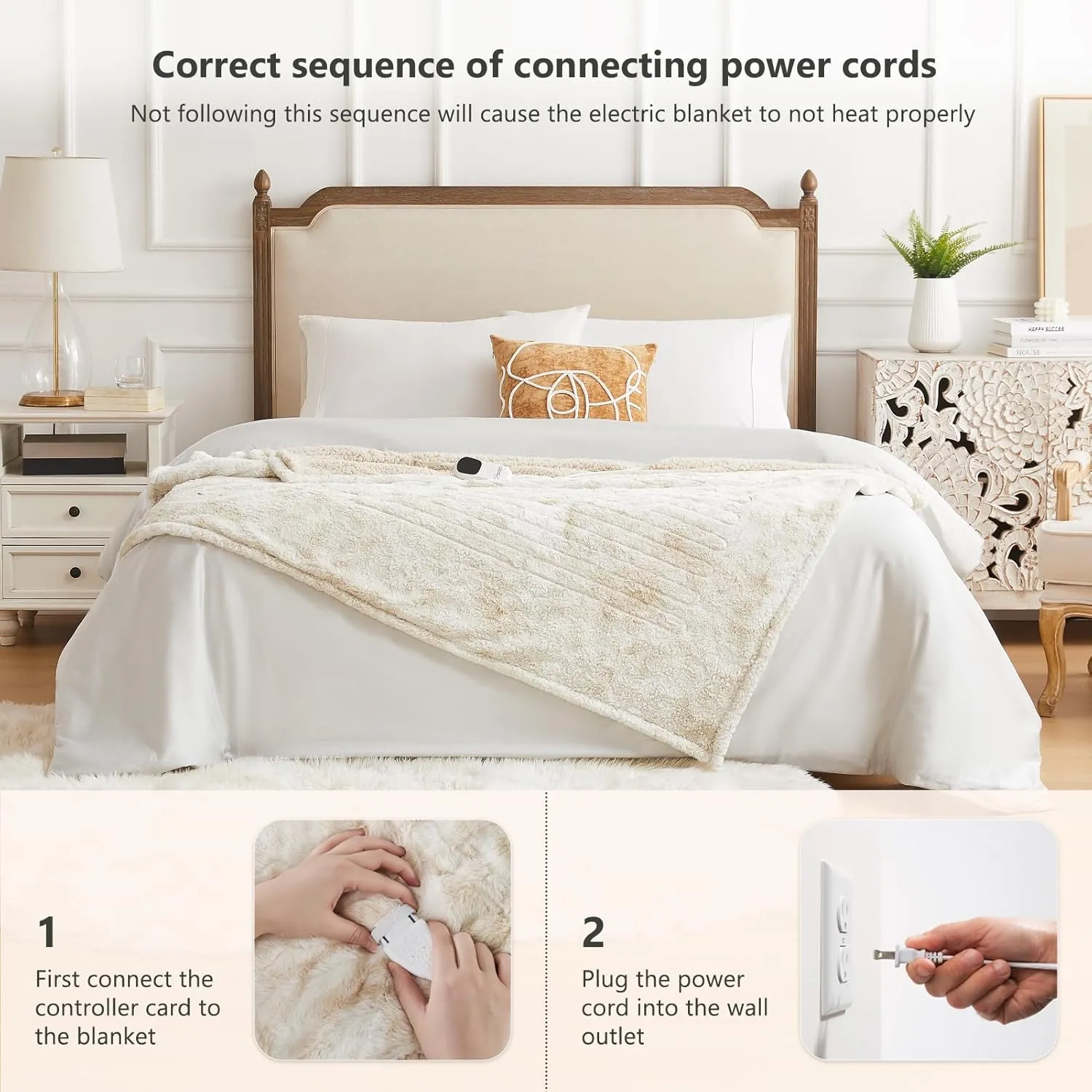 Homemate Heated Blanket Electric Throw - 50"x60" Heating Blanket Throw 1/2/4/6/8 Hours Auto-Off 10 Heat Level Over-Heat Protection Luxury Faux Fur Sherpa ETL Certification
