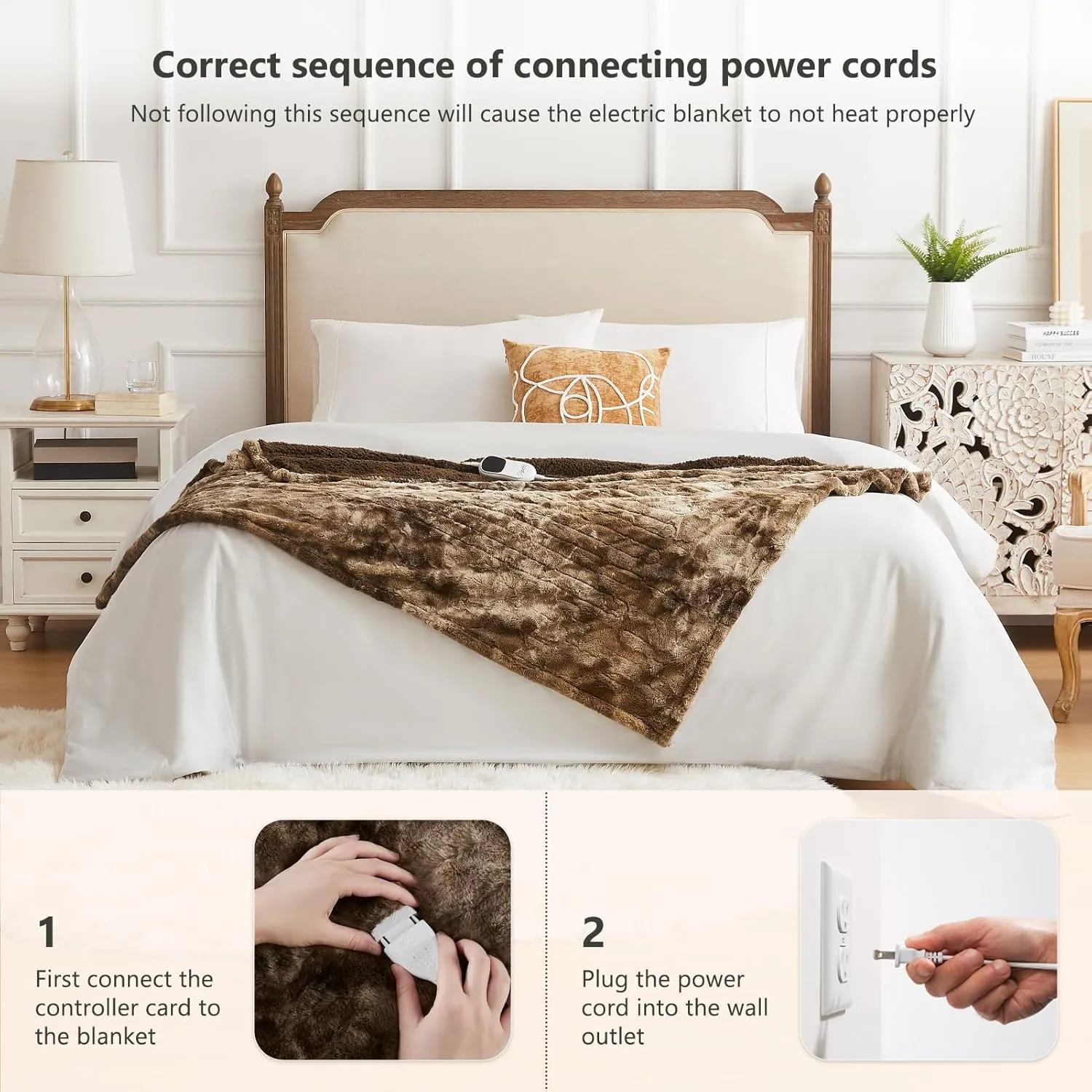 Homemate Heated Blanket Electric Throw - 50"x60" Heating Blanket Throw 1/2/4/6/8 Hours Auto-Off 10 Heat Level Over-Heat Protection Luxury Faux Fur Sherpa ETL Certification
