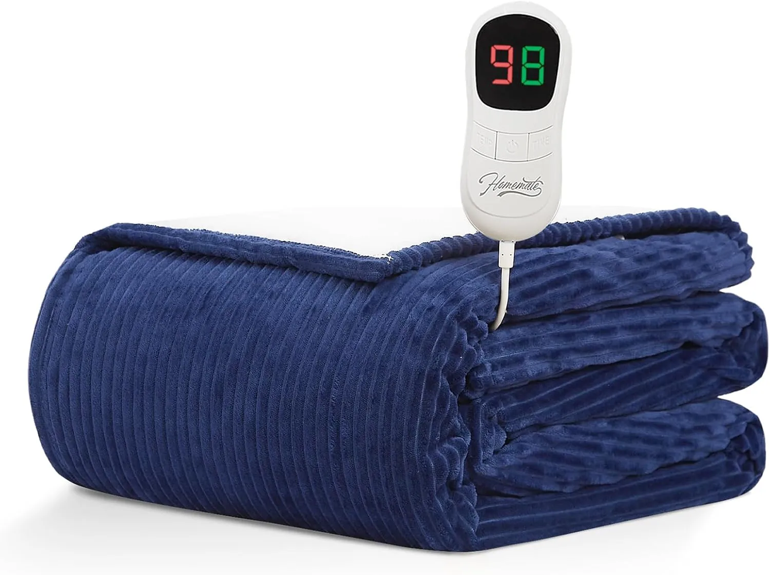 Homemate Heated Blanket Electric Throw - 50"x60" Heating Blanket Throw 1/2/4/6/8 Hours Auto-Off 10 Heat Levels Over-Heat Protection Soft Flannel Sherpa ETL Certification