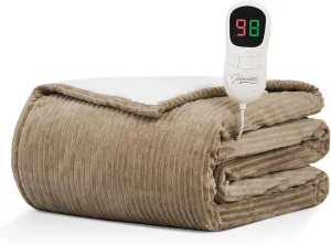Homemate Heated Blanket Electric Throw - 50"x60" Heating Blanket Throw 1/2/4/6/8 Hours Auto-Off 10 Heat Levels Over-Heat Protection Soft Flannel Sherpa ETL Certification