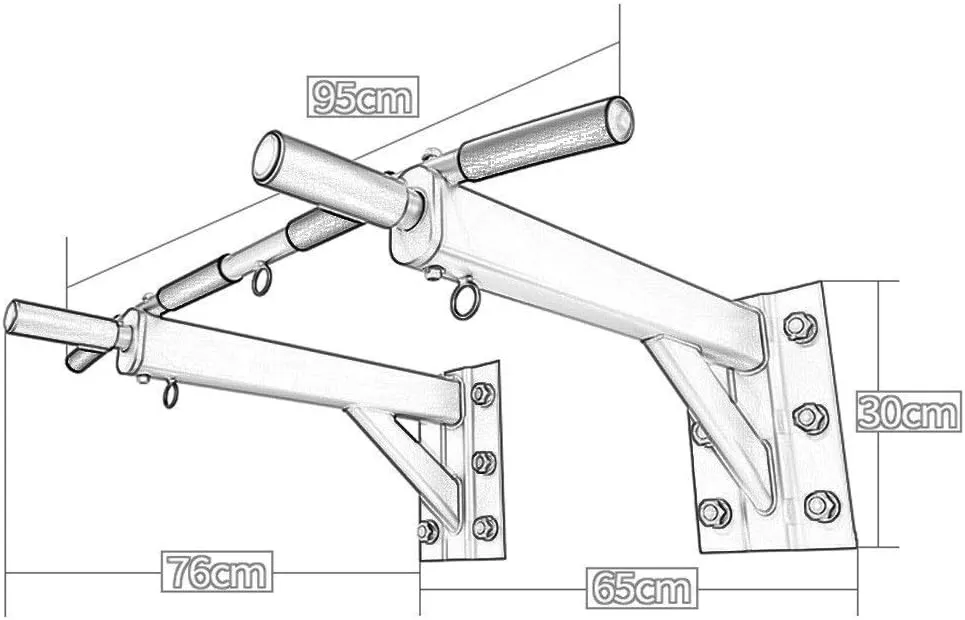 Horizontal Bars Single Parallel Bars Home Sports Fitness Equipment Beam Mounting Rods, 95*76*30cm, Black