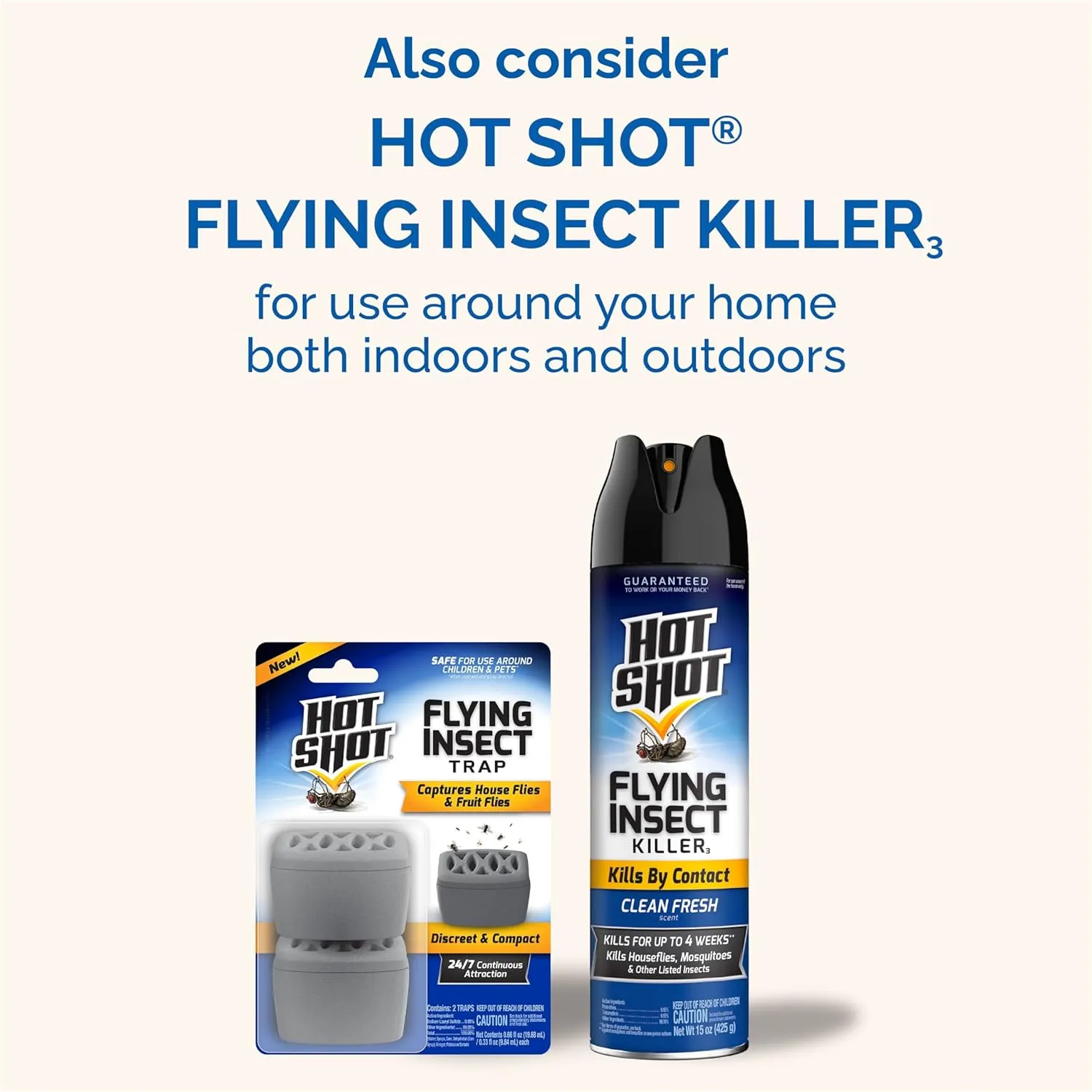 Hot Shot Flying Insect Killer, Aerosol, Clean Fresh Scent, 15 Ounces, 3-Count