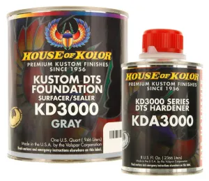 House Kolor KD3000 Gray DTS Epoxy Surfacer Sealer 1Qt Kit